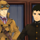 Image of Herlock Sholmes and Ryunosuke Naruhodo standing side-by-side holding up their index fingers